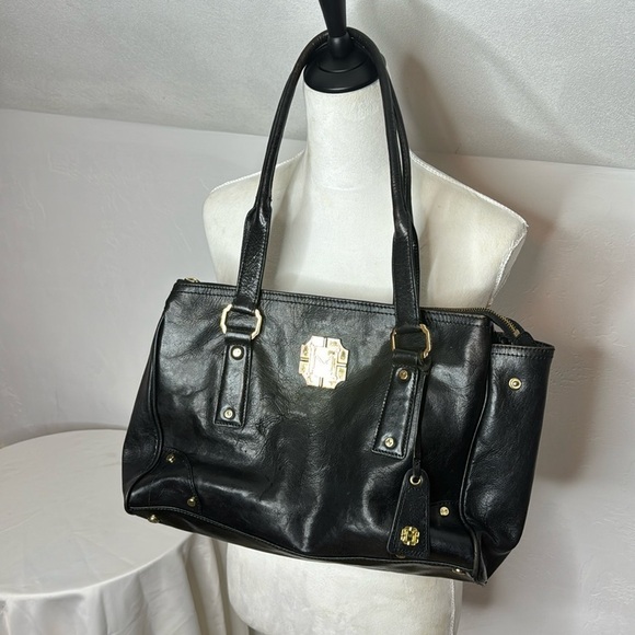 Monet Black Gold Large Satchel As Is Condition - Hole in lining BP6111 - Picture 2 of 14